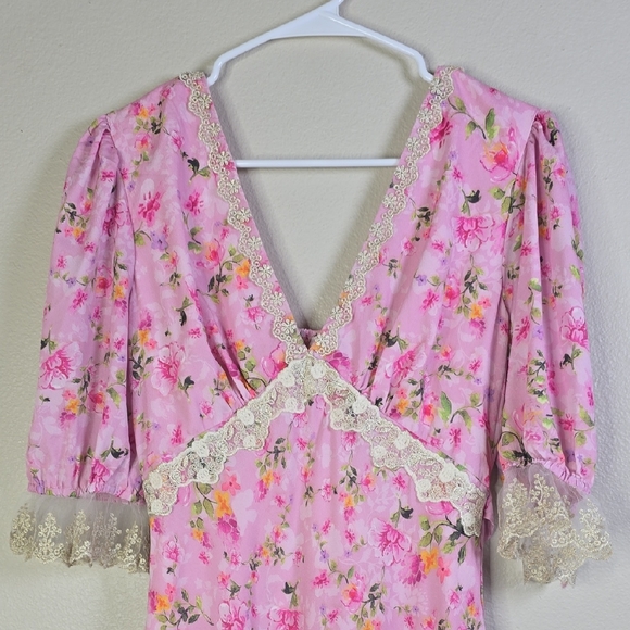 Floral Pink Midi Dress - Picture 5 of 14